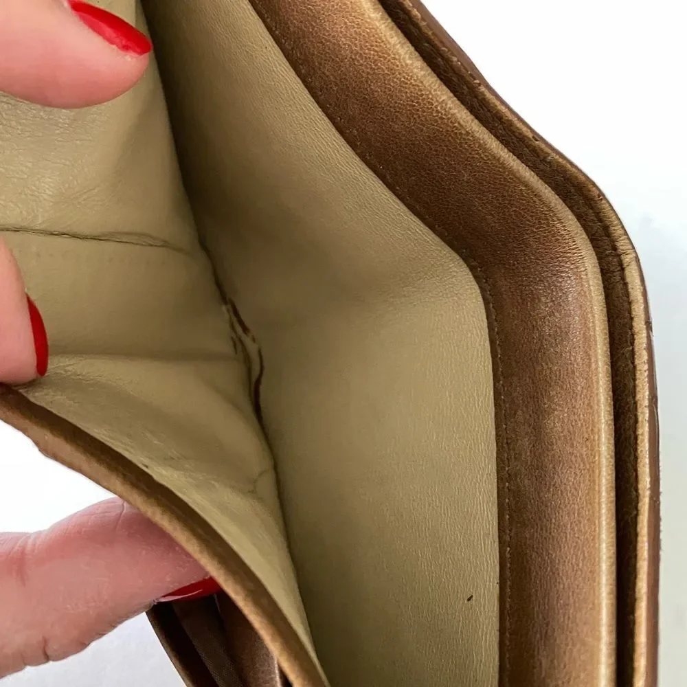 Bottega Veneta Intrecciato tan leather retro wallet